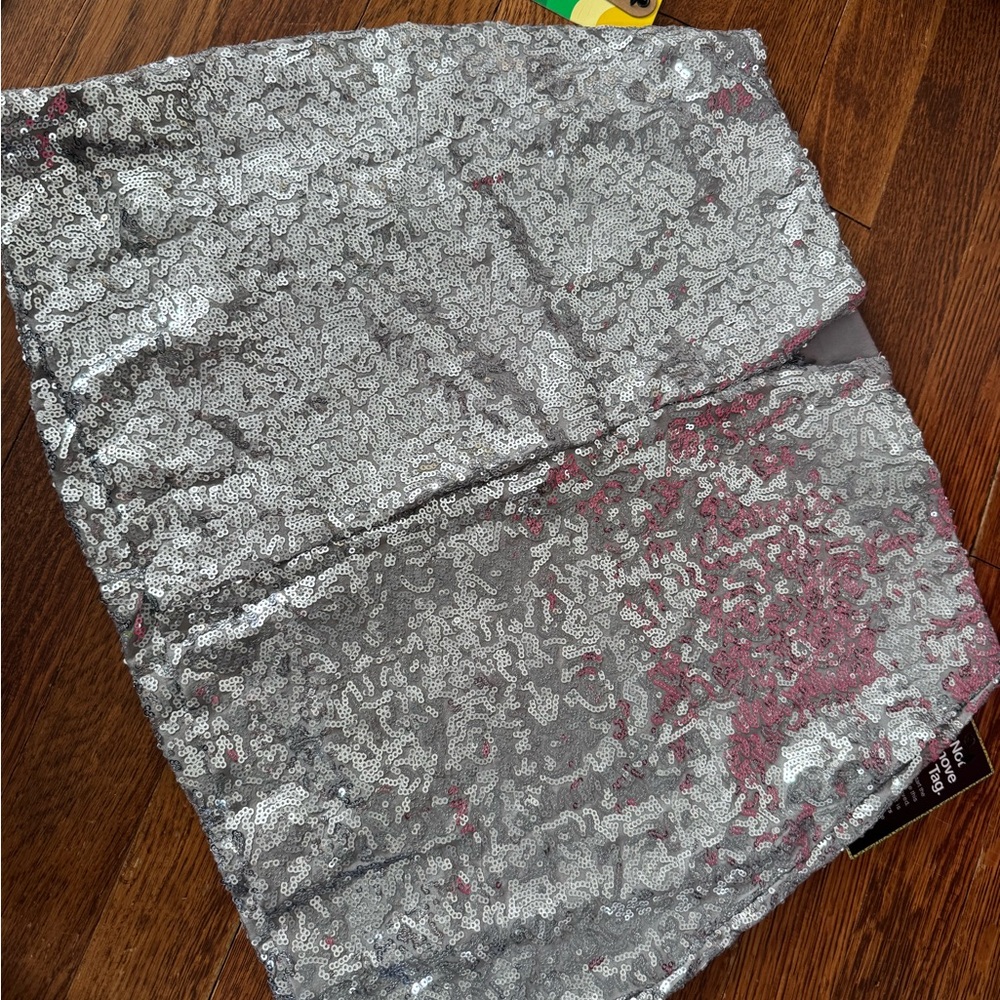 Silver Sequin Mini Skirt